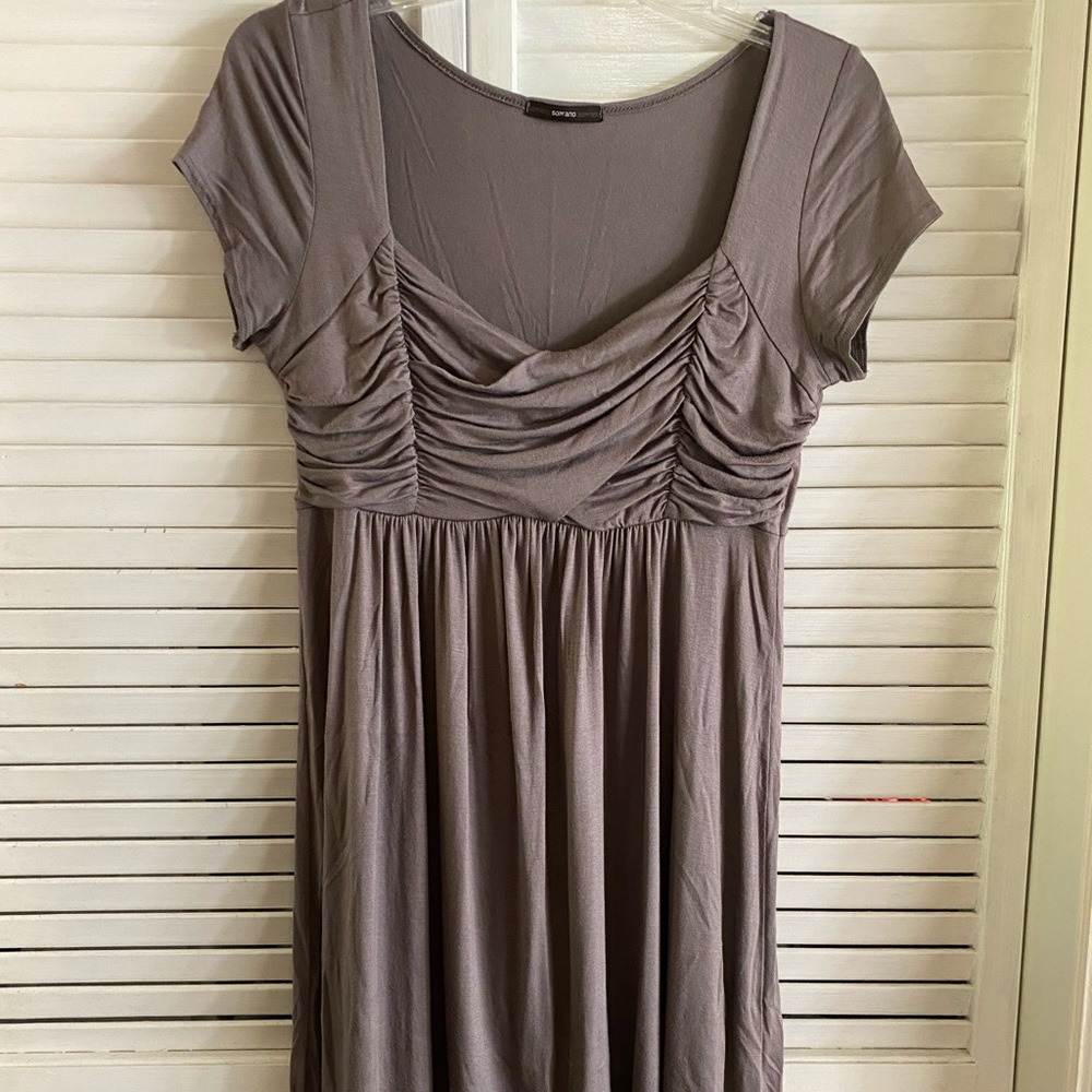 Gray cotton flowy knee length dress